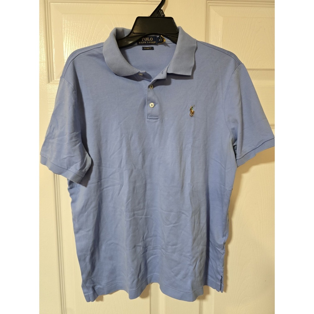 Polo Ralph Lauren  Shirt Mens M ‎ Blue Cotton Golf Classic Fit Short Sleeve